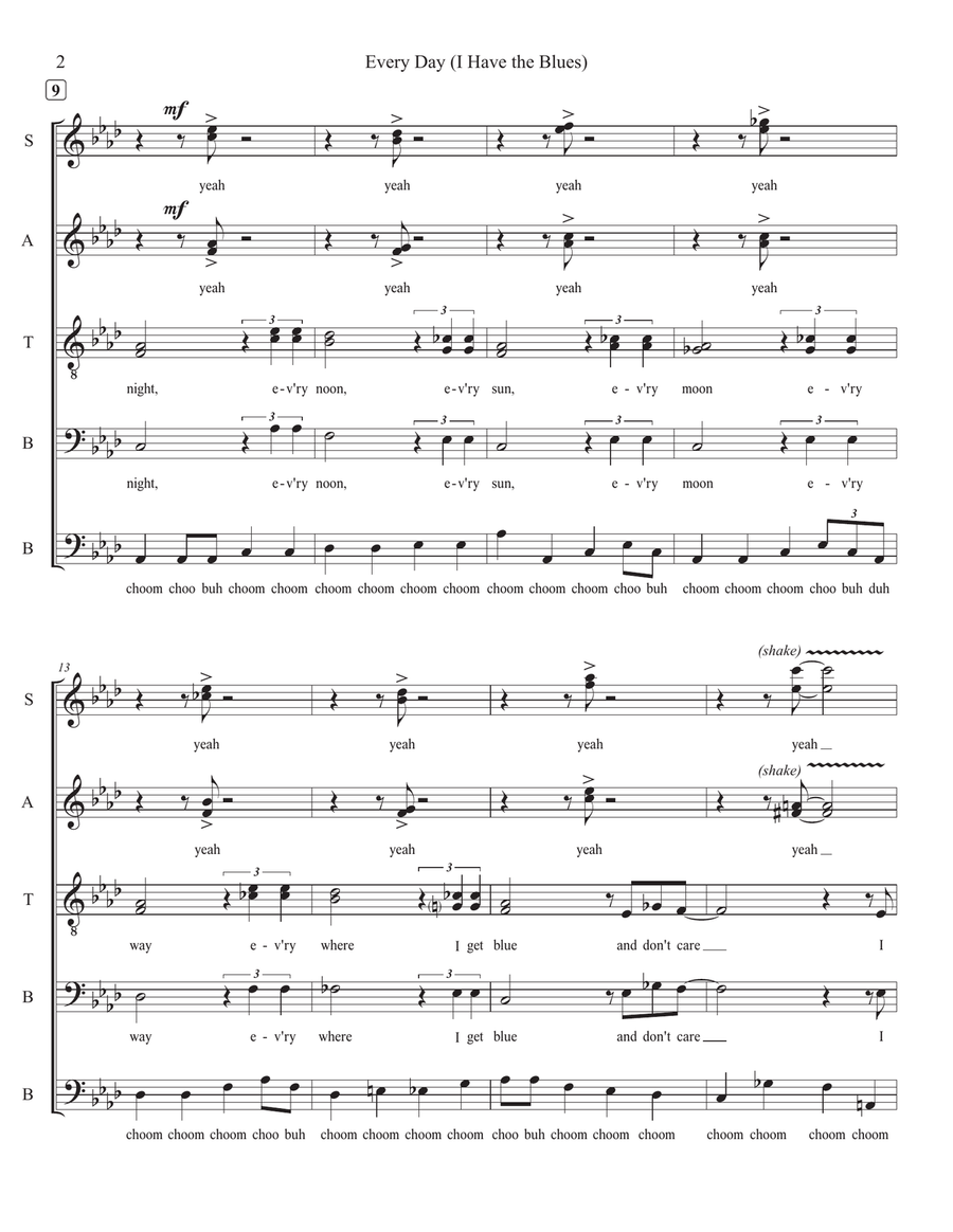 Every Day I Have The Blues Divisi scores gallery preview page 2