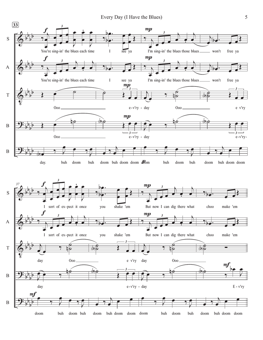 Every Day I Have The Blues Divisi scores gallery preview page 5