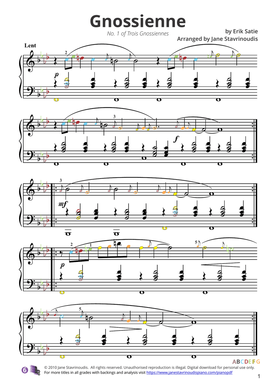 Gnossienne No. 1 from Trois Gnossiennes Piano Method scores gallery preview page 3