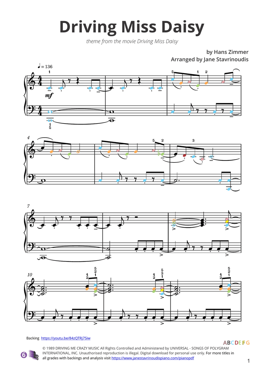 Driving Miss Daisy Piano Solo scores gallery preview page 6