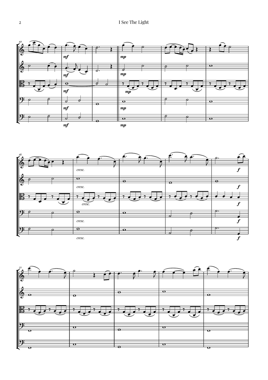 I See The Light String Orchestra scores gallery preview page 2