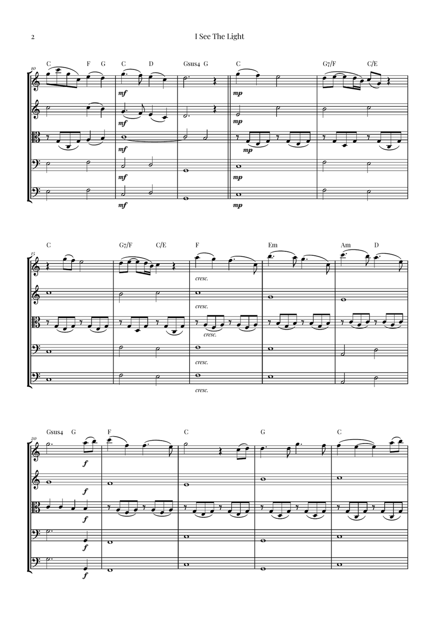 I See The Light String Orchestra scores gallery preview page 2