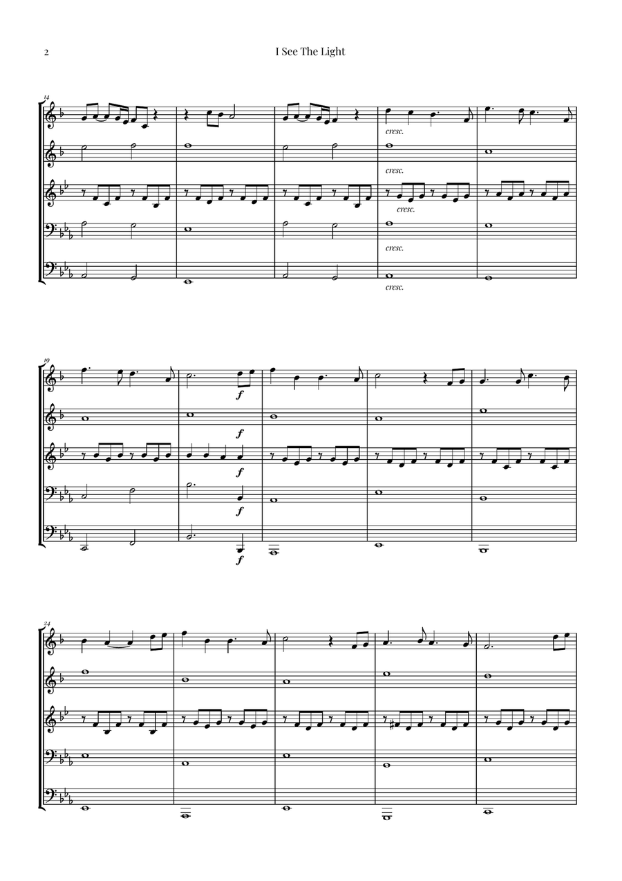 I See The Light Brass Quintet scores gallery preview page 2