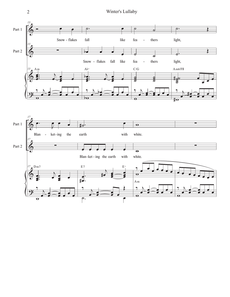 Winter's Lullaby (2-part choir) 2-Part scores gallery preview page 2