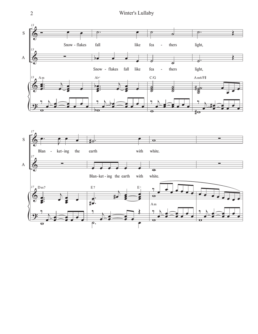 Winter's Lullaby (2-part choir - (SA) SA scores gallery preview page 2