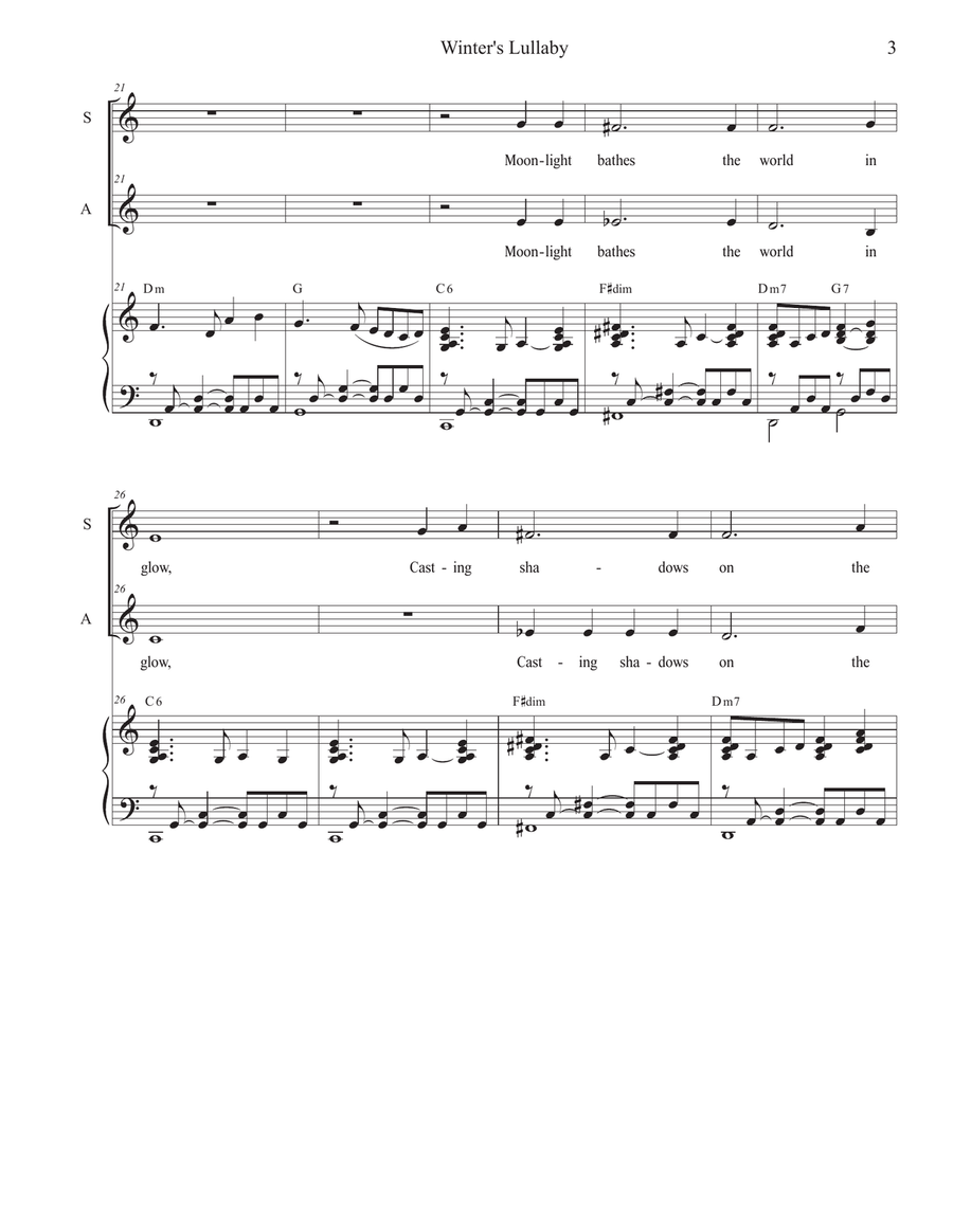 Winter's Lullaby (2-part choir - (SA) SA scores gallery preview page 3