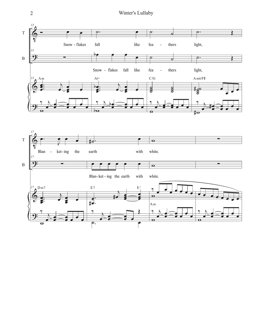 Winter's Lullaby (2-part choir - (TB) TB scores gallery preview page 2