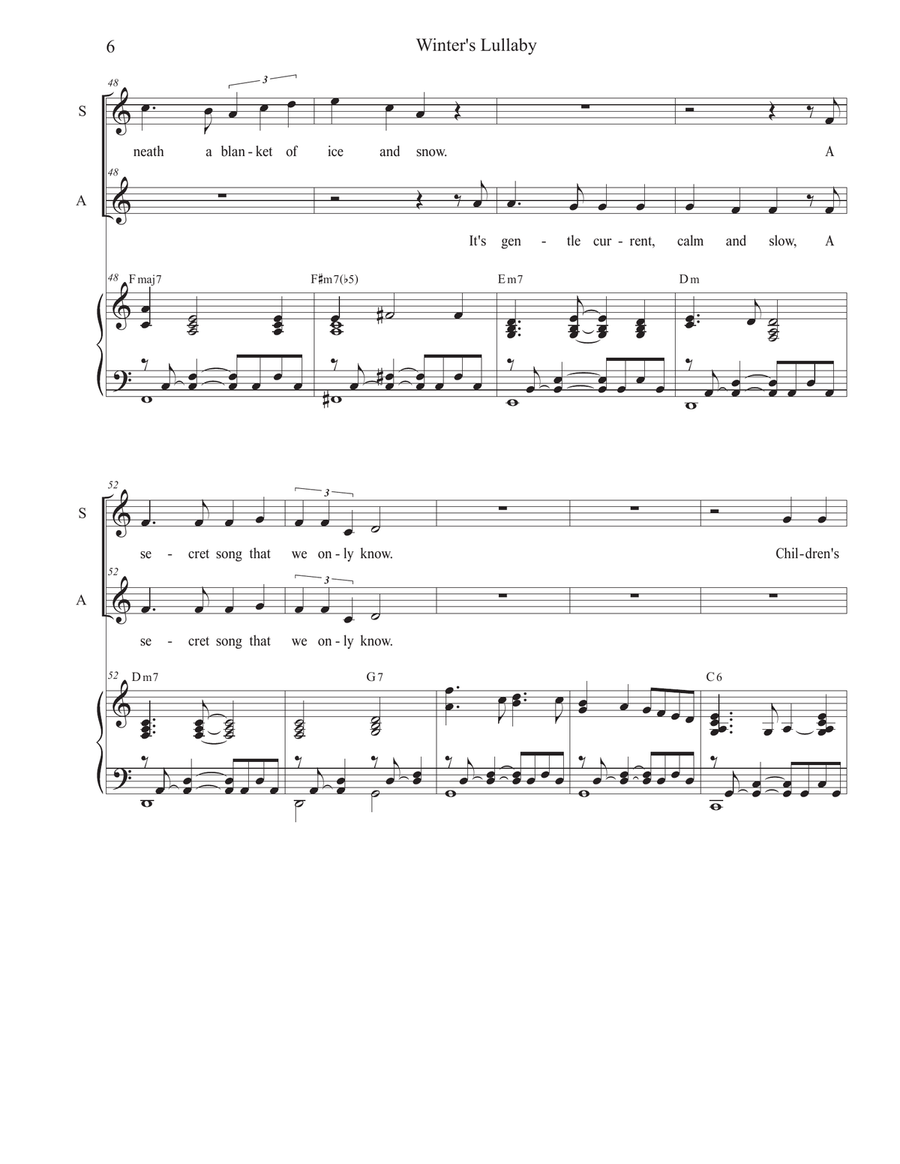 Winter's Lullaby (Duet for Soprano and Alto solo) Alto Voice scores gallery preview page 6