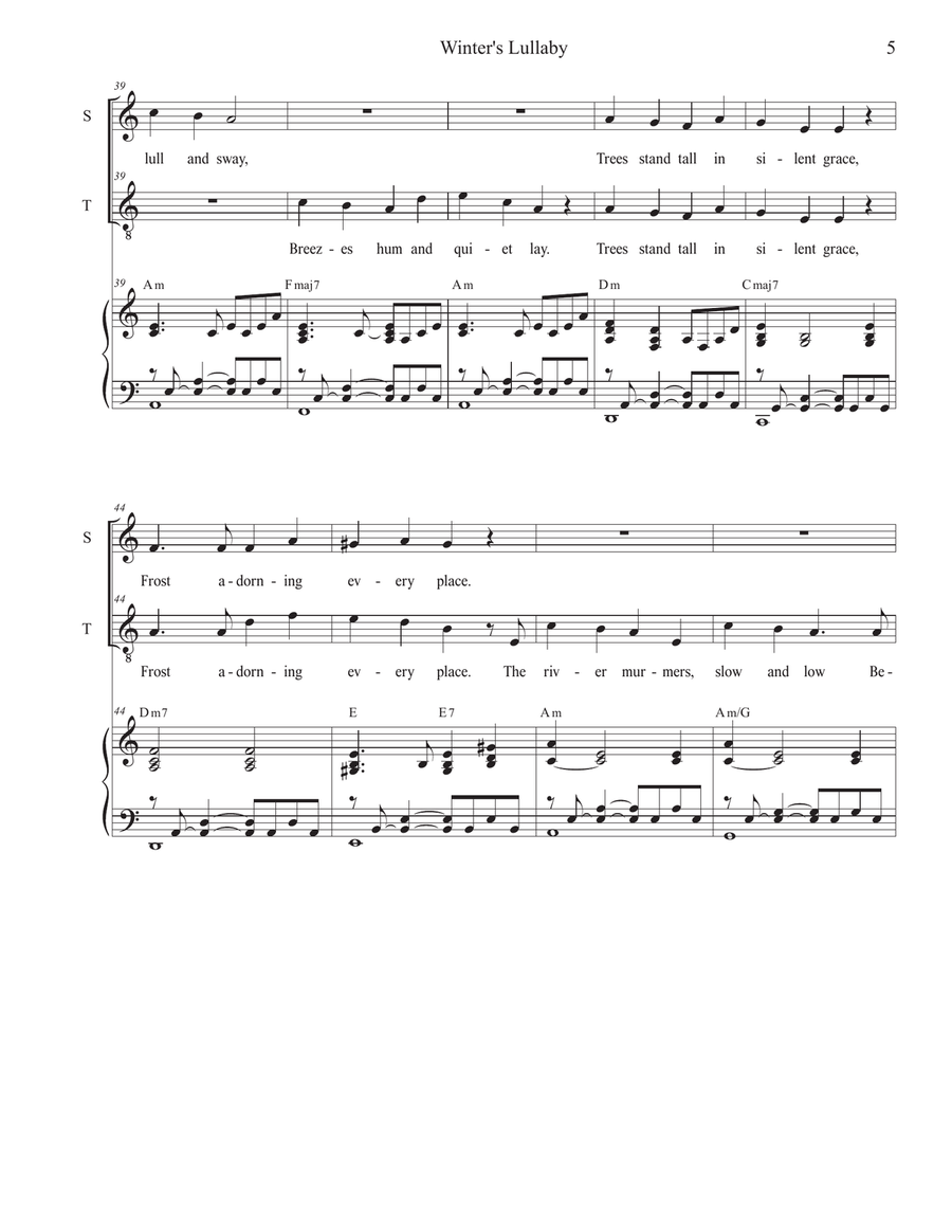 Winter's Lullaby (Duet for Soprano and Tenor solo) Tenor Voice scores gallery preview page 5