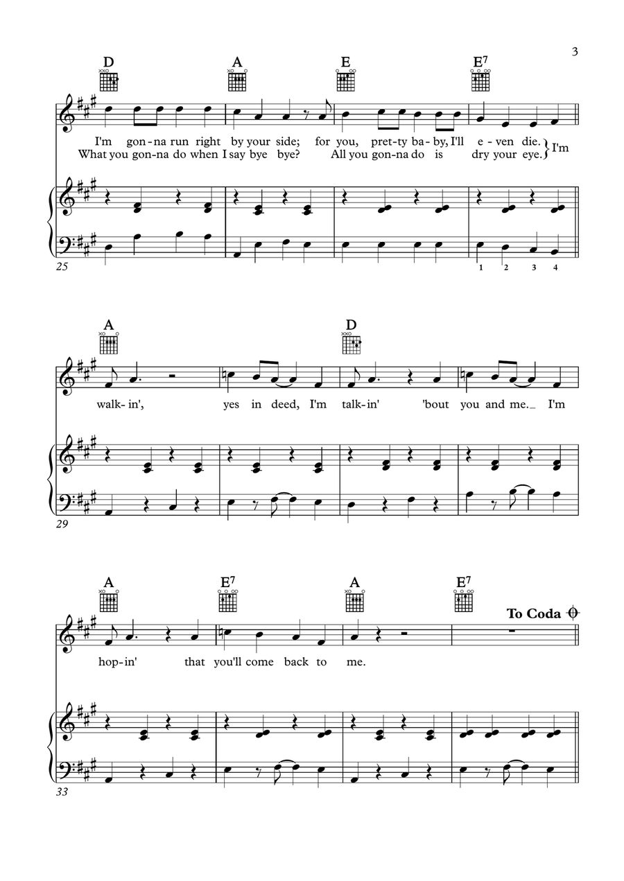I'm Walkin' I'm Walkin' Piano, Vocal scores gallery preview page 3