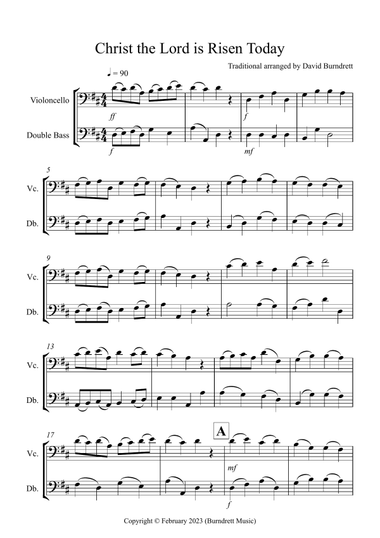 Christ The Lord is Risen Today for Cello and Double Bass Duet