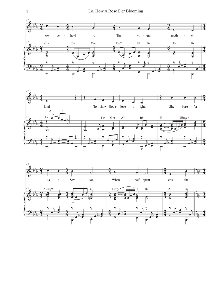 Lo, How A Rose E'er Blooming (Unison choir) Unison Choir scores gallery preview page 4