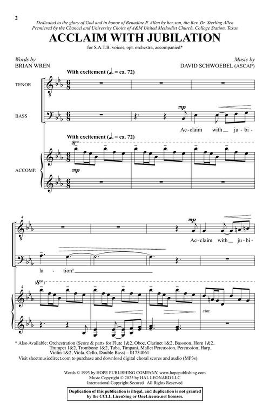 Acclaim with Jubilation Acclaim with Jubilation 4-Part scores gallery preview page 3