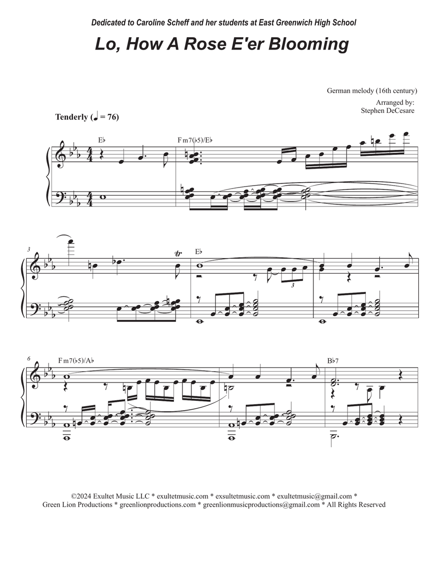 Lo, How A Rose E'er Blooming (Soprano Saxophone and Piano) Soprano Saxophone scores gallery preview page 5