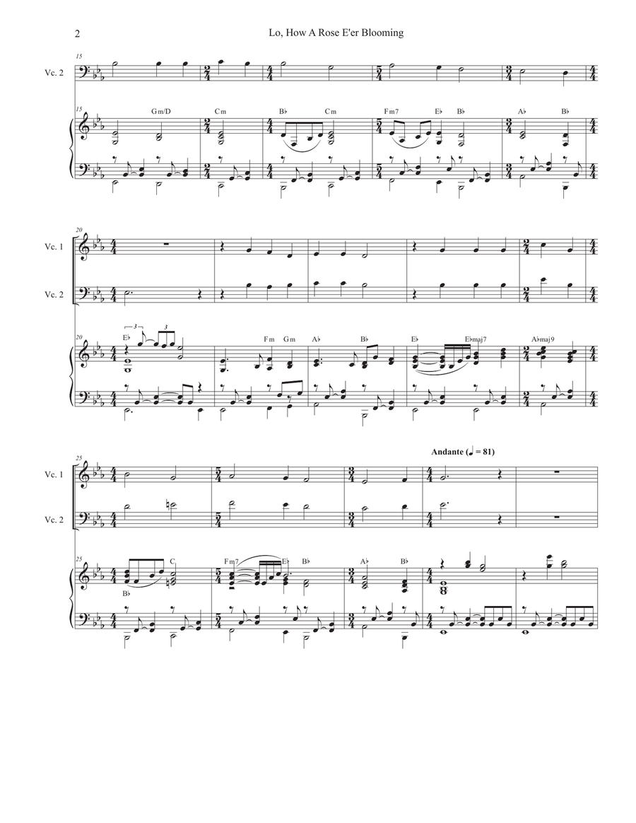 Lo, How A Rose E'er Blooming (Cello Duet) String Duet scores gallery preview page 2