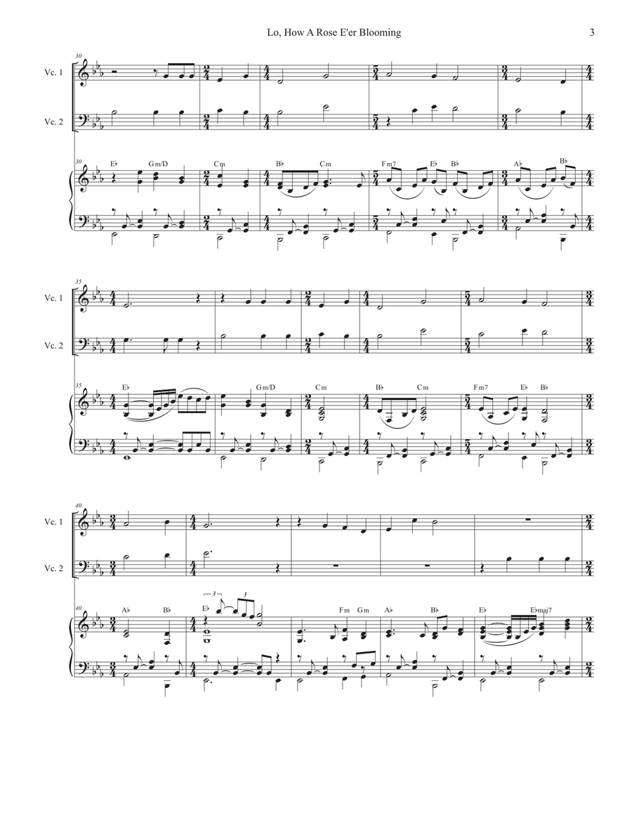 Lo, How A Rose E'er Blooming (Cello Duet) String Duet scores gallery preview page 3