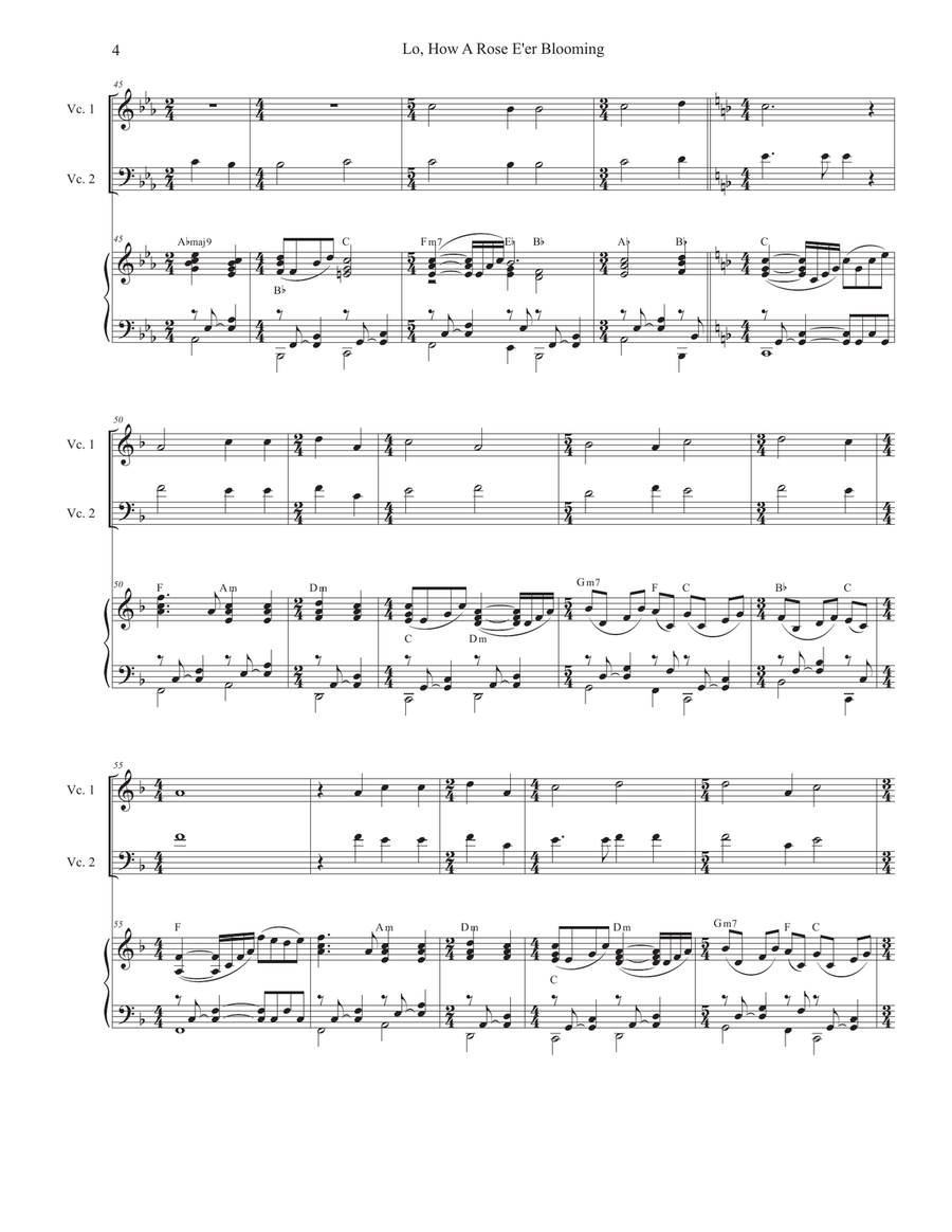 Lo, How A Rose E'er Blooming (Cello Duet) String Duet scores gallery preview page 4