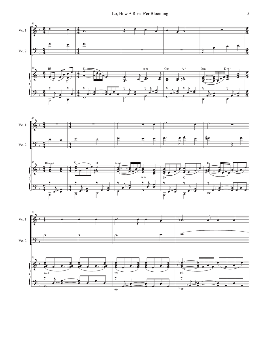 Lo, How A Rose E'er Blooming (Cello Duet) String Duet scores gallery preview page 5