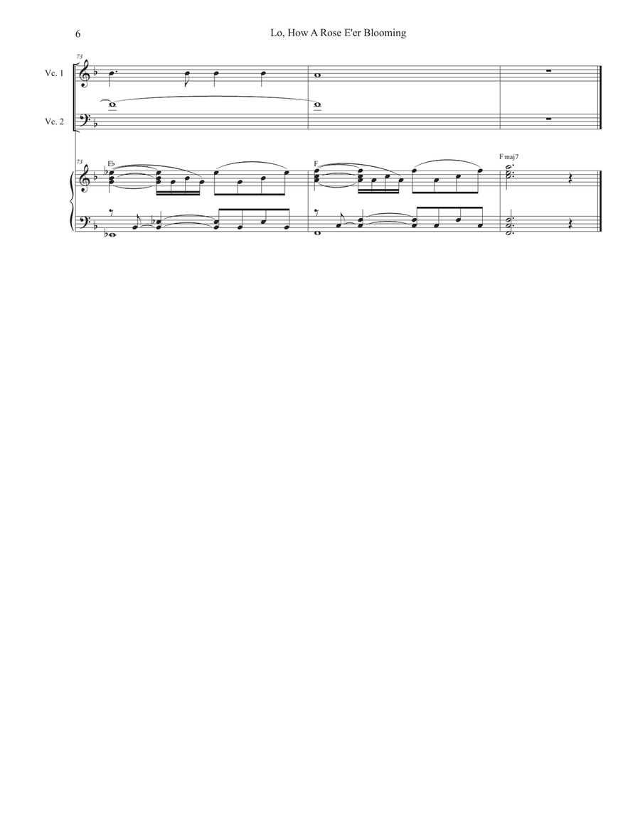 Lo, How A Rose E'er Blooming (Cello Duet) String Duet scores gallery preview page 6