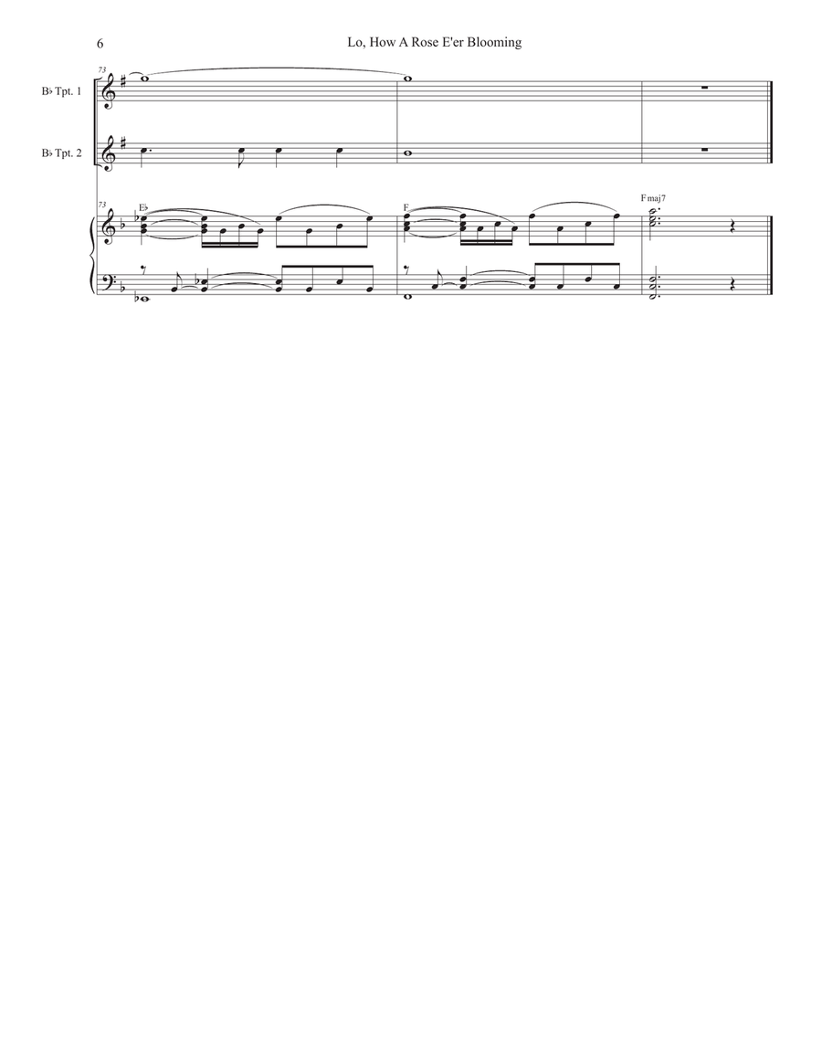 Lo, How A Rose E'er Blooming (Duet for Bb-Trumpet) Trumpet Duet scores gallery preview page 6
