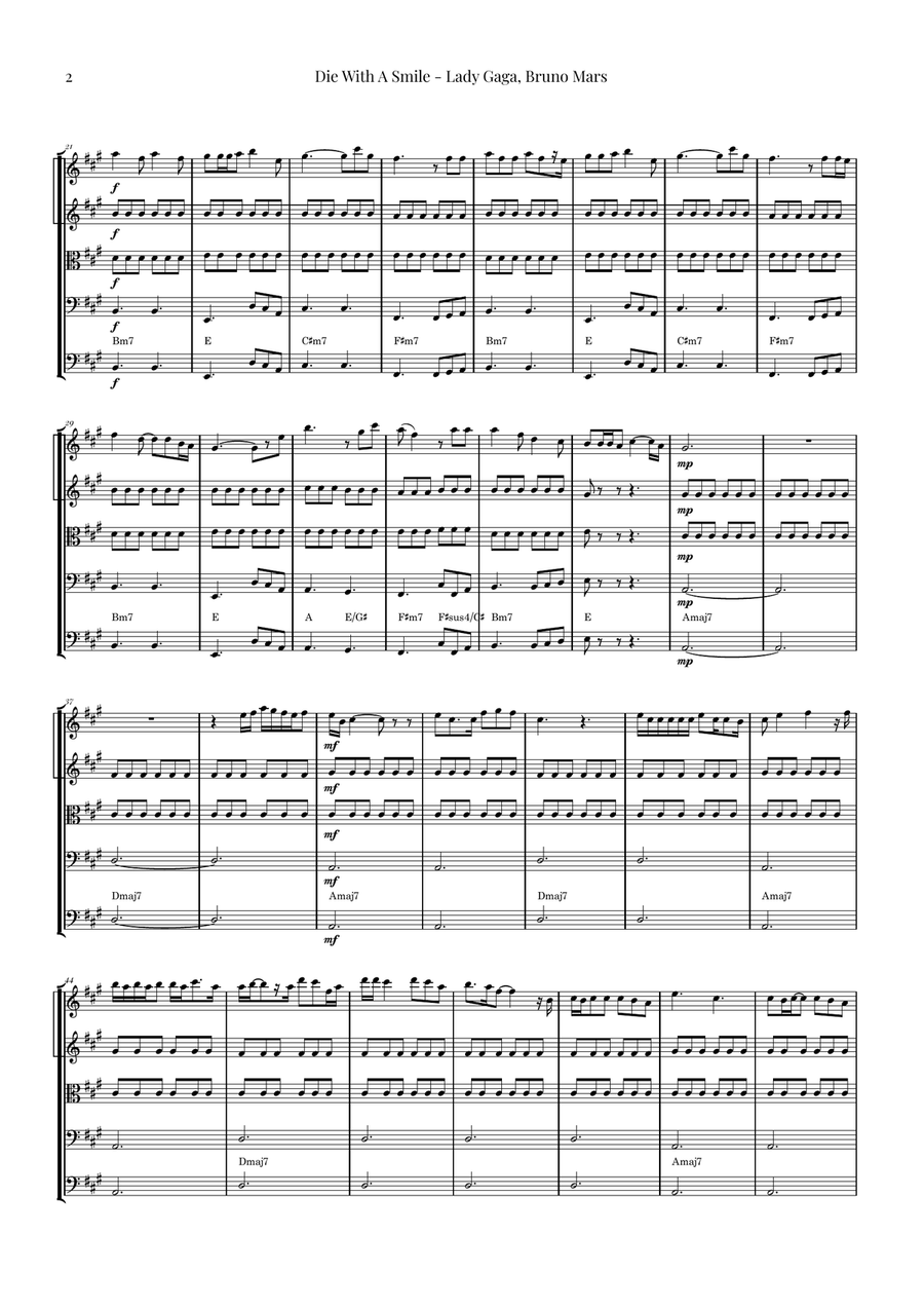 Die With A Smile String Orchestra scores gallery preview page 2
