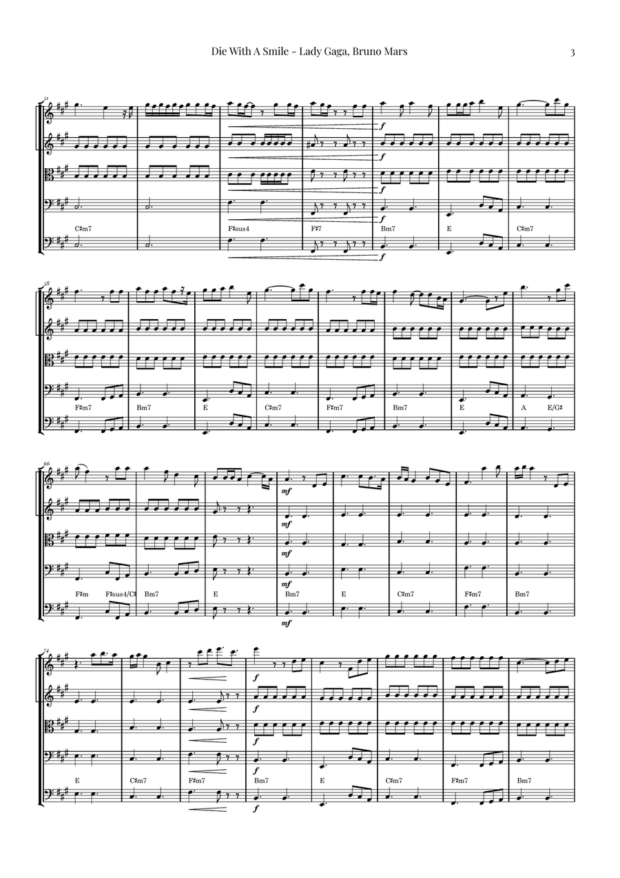 Die With A Smile String Orchestra scores gallery preview page 3