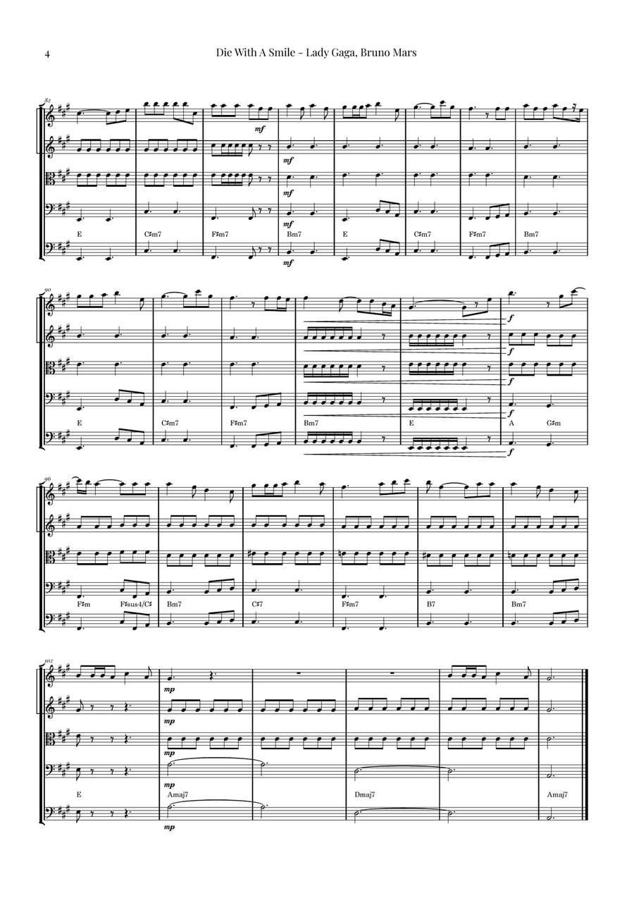 Die With A Smile String Orchestra scores gallery preview page 4