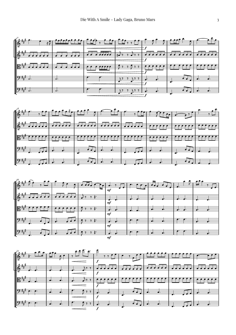 Die With A Smile String Orchestra scores gallery preview page 3