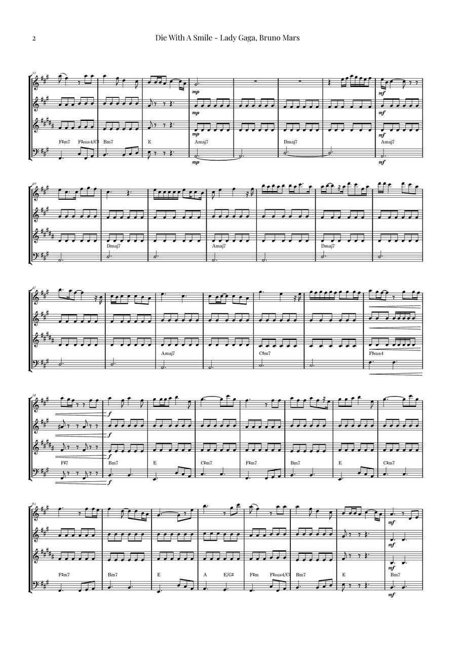 Die With A Smile Woodwind Quartet scores gallery preview page 2
