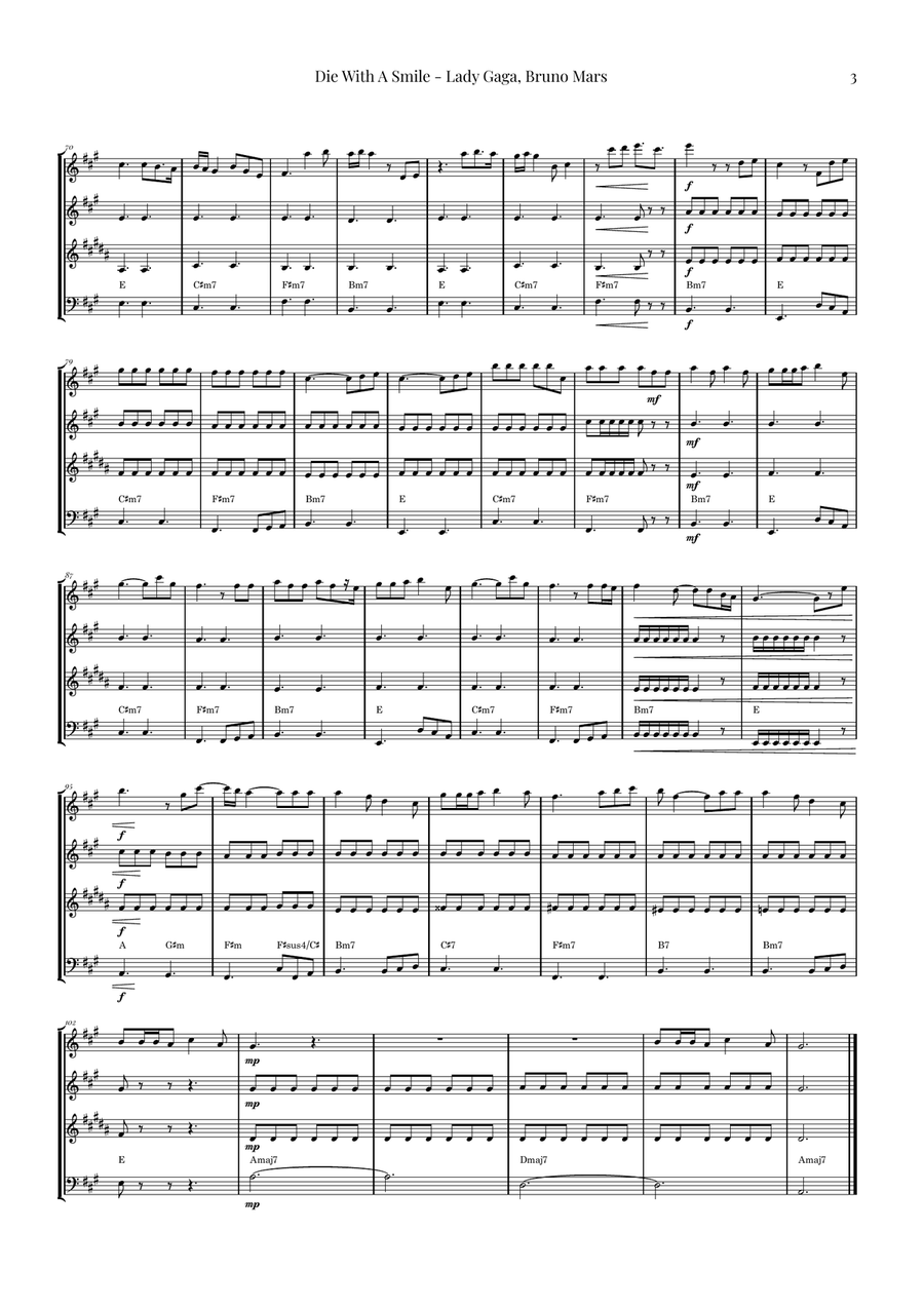 Die With A Smile Woodwind Quartet scores gallery preview page 3
