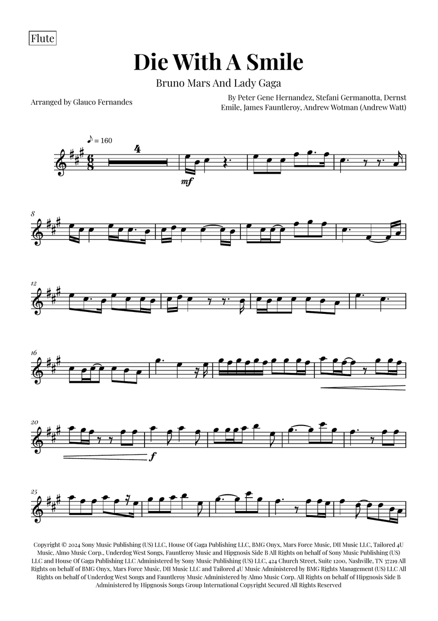 Die With A Smile Woodwind Quartet scores gallery preview page 4
