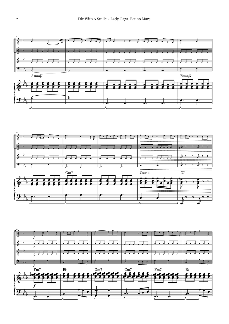 Die With A Smile Brass Quartet scores gallery preview page 2