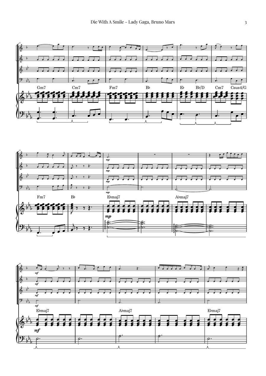 Die With A Smile Brass Quartet scores gallery preview page 3