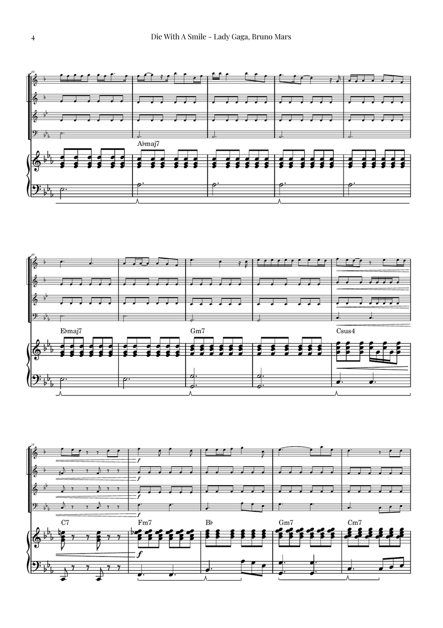 Die With A Smile Brass Quartet scores gallery preview page 4