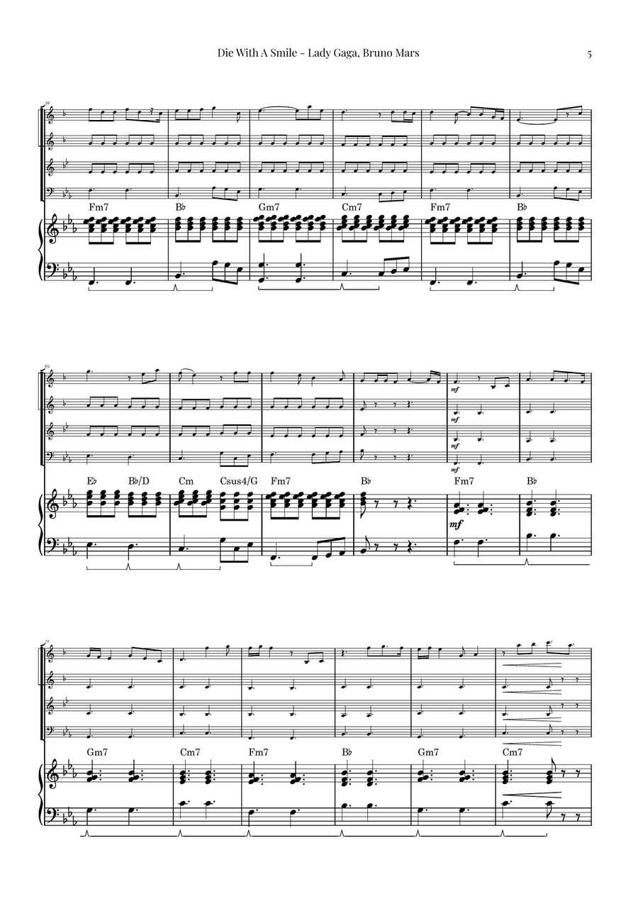 Die With A Smile Brass Quartet scores gallery preview page 5