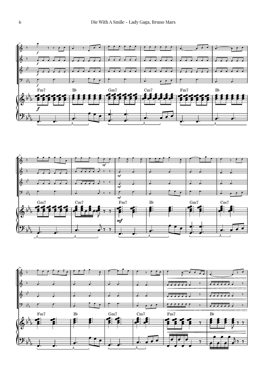 Die With A Smile Brass Quartet scores gallery preview page 6