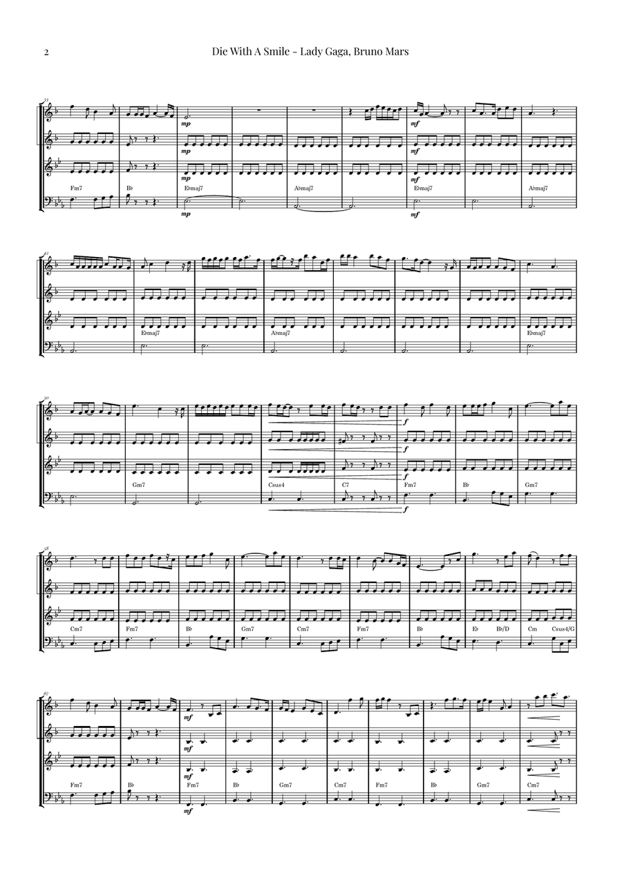 Die With A Smile Brass Quartet scores gallery preview page 2