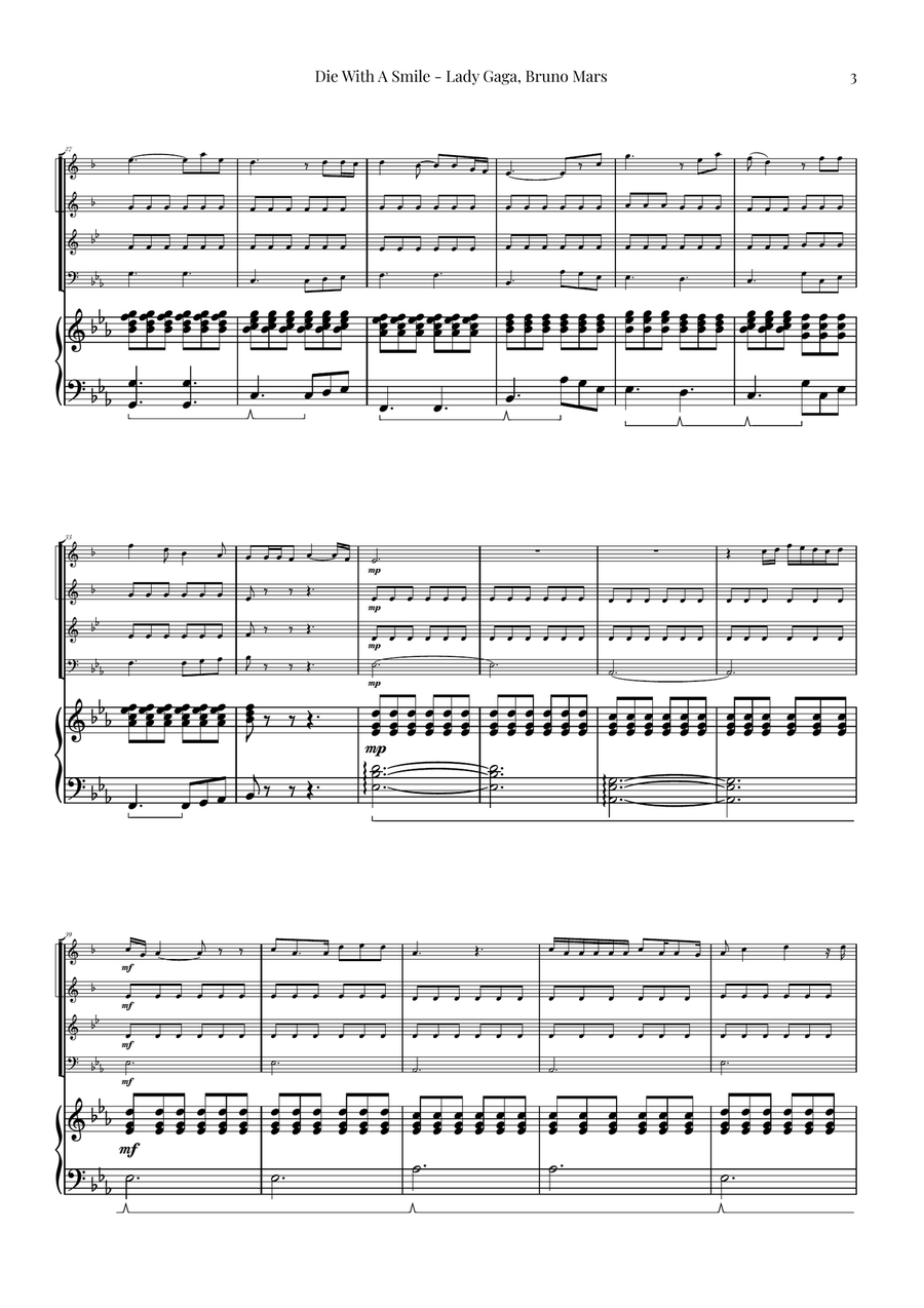 Die With A Smile Brass Quartet scores gallery preview page 3