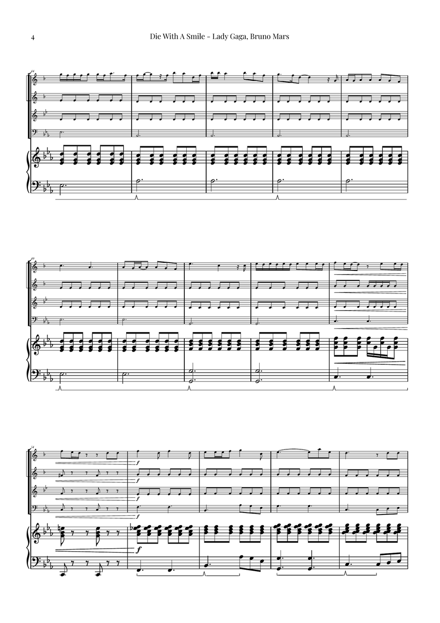 Die With A Smile Brass Quartet scores gallery preview page 4