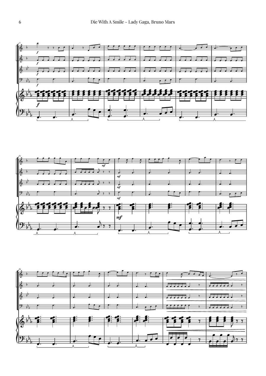 Die With A Smile Brass Quartet scores gallery preview page 6