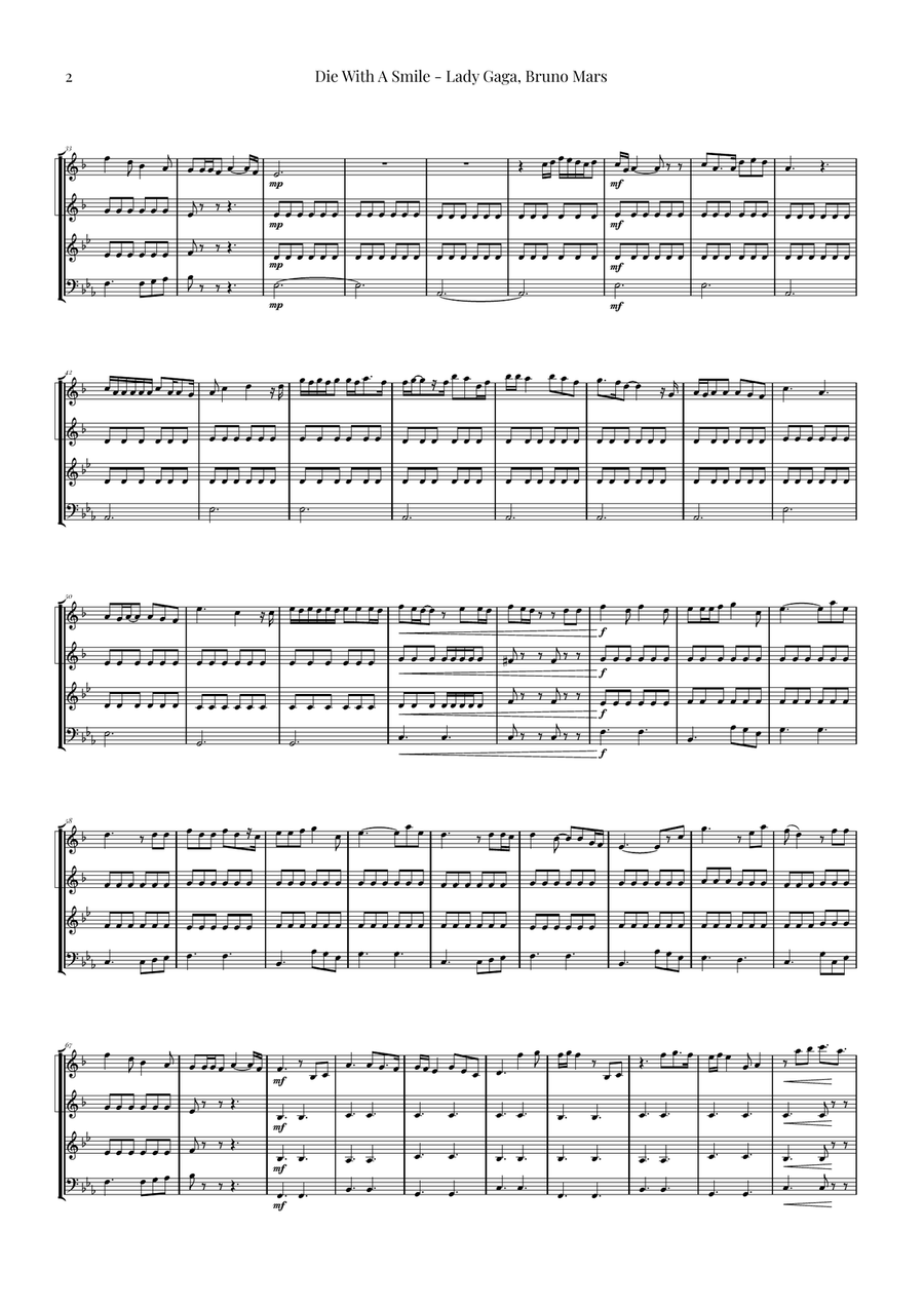 Die With A Smile Brass Quartet scores gallery preview page 2