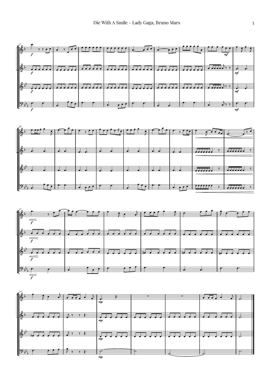 Die With A Smile Brass Quartet scores gallery preview page 3