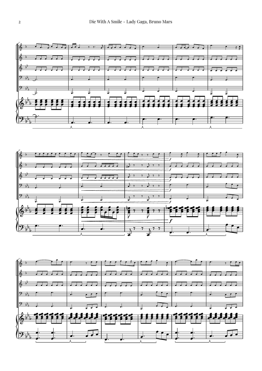 Die With A Smile Brass Quintet scores gallery preview page 2