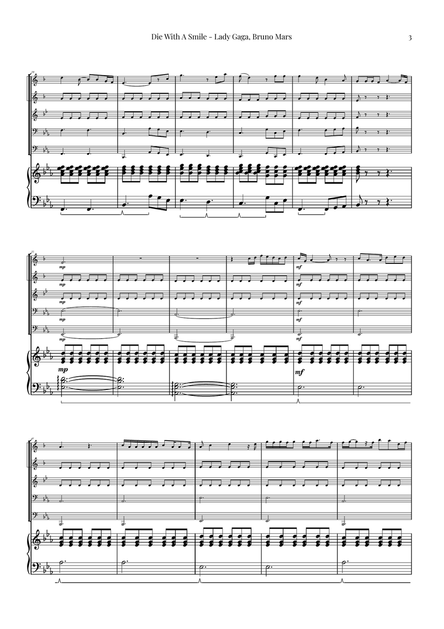Die With A Smile Brass Quintet scores gallery preview page 3