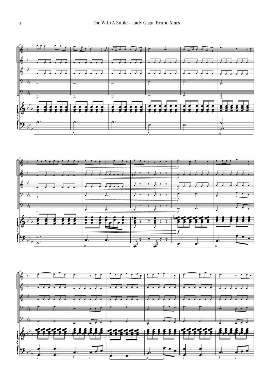 Die With A Smile Brass Quintet scores gallery preview page 4