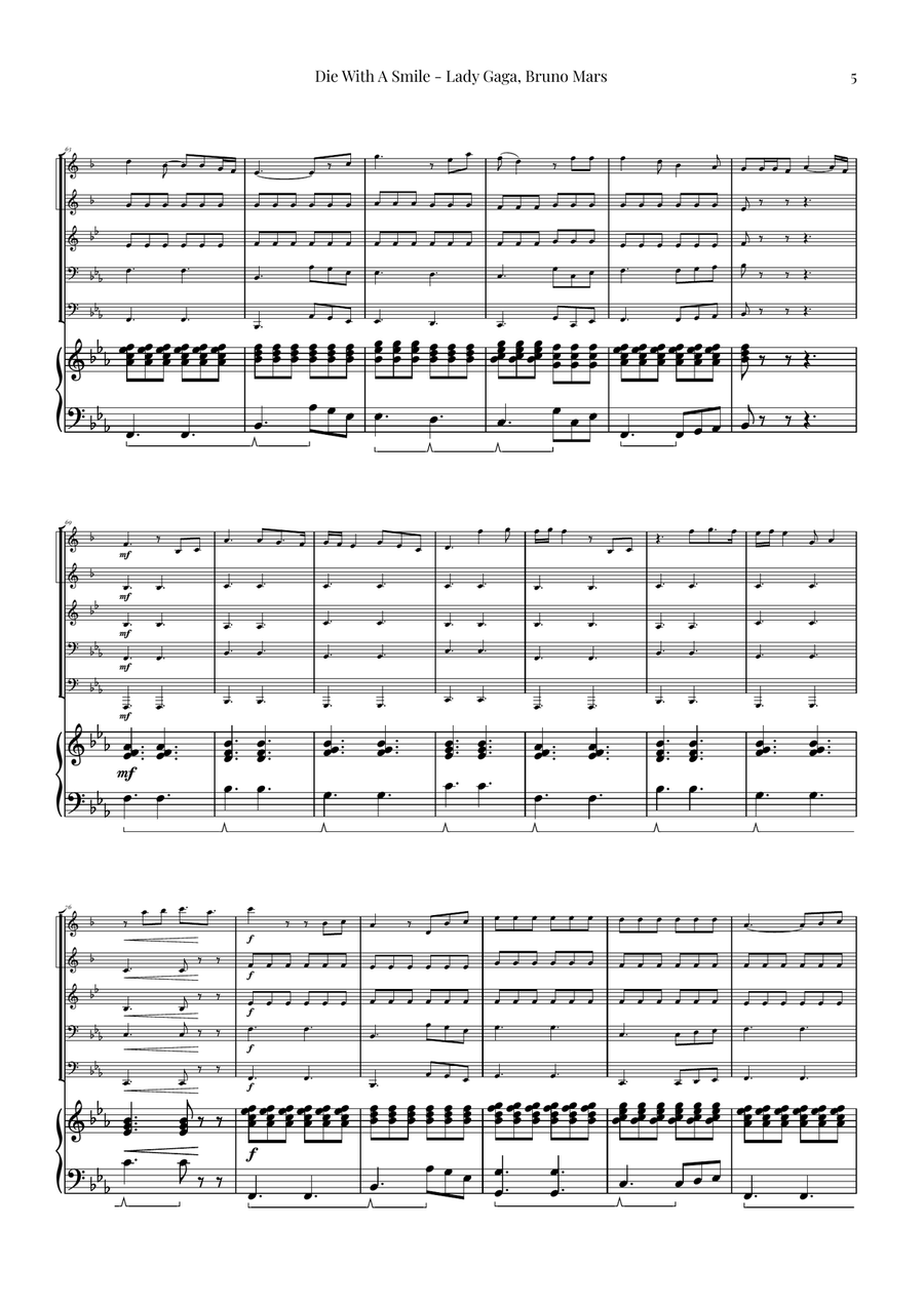 Die With A Smile Brass Quintet scores gallery preview page 5