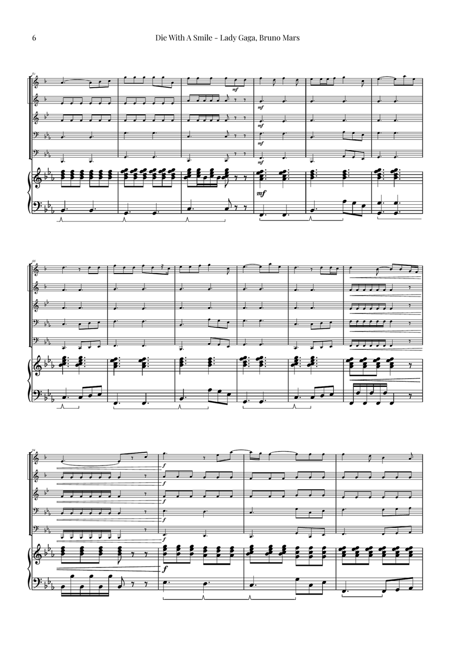 Die With A Smile Brass Quintet scores gallery preview page 6