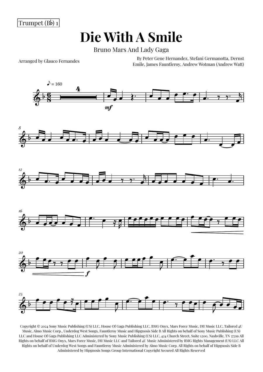 Die With A Smile Brass Quintet scores gallery preview page 5