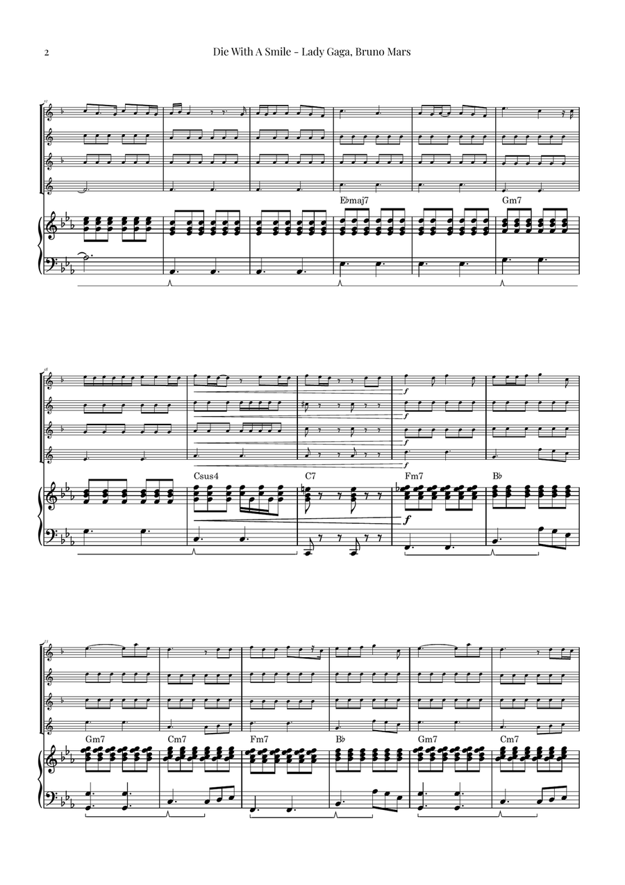 Die With A Smile Saxophone Quartet scores gallery preview page 2
