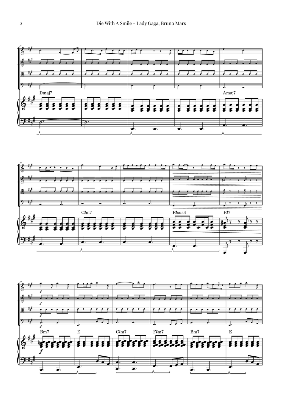 Die With A Smile String Quartet scores gallery preview page 2
